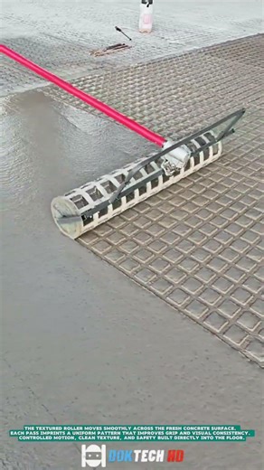 Roller Texturing Fresh Concrete Surface – Satisfying jobs and machinery in the world