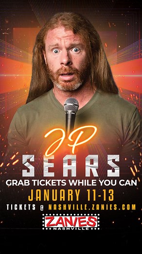 Comedian JP Sears returns to Zanies January 11-13! Tickets are still available, so grab your tix while you can, Nashville--> https://bit.ly/Nash_Sears24 | Zanies Nashville
