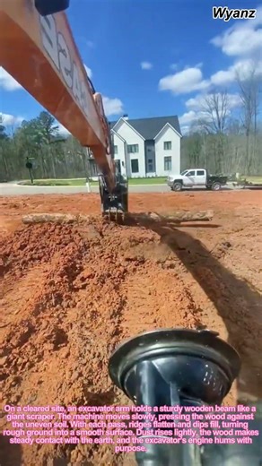 construction vlog: leveling ground with excavator using wood scraper