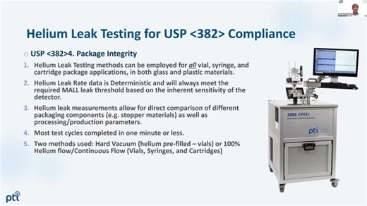 Helium Leak Testing for USP 382 Compliance: Ensuring CCI for Vials, Syringes, and Cartridges | PTI - Packaging Technologies Inspection