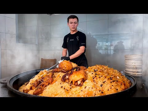 Uzbek National pilaf in Tashkent style | Street food in Uzbekistan