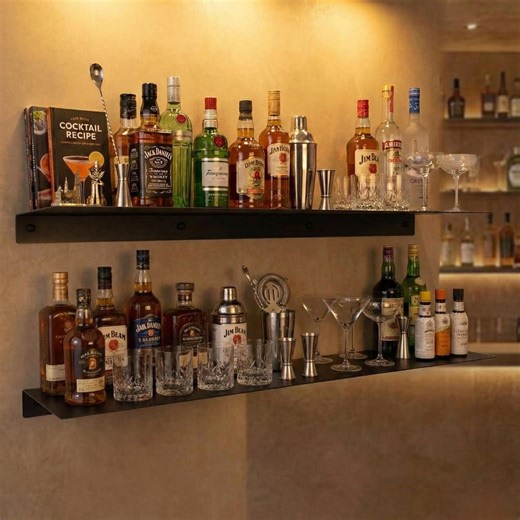 Floating Bar Shelf for Liquor Bottles, Wall Mounted Metal Rack, Industrial Home Bar Decor - Etsy