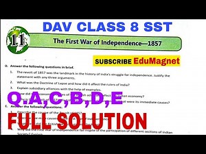 dav class 8 sst chapter 11 question answer | THE FIRST WAR OF INDEPENDENCE 1857 SOLUTION | EDUMAGNET