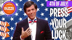 We want to SALUTE the RED WHITE & BLUE with YOU during this SPARKLER of an episode! Welcome to the "SWEET LAND OF WHAMMY LIBERTY" where the #Whammies are ROCKETING up the board on #PressYourLuck! On this #4thOfJuly special even #PeterTomarken is dressed for the PATRIOTIC occasion! Complete with #AmericanFlag TIE and all! So celebrate the #USA on #PYL with the ROCKET'S RED GLARE of our little RED #Whammy "friend"! #BUZZR | BUZZR