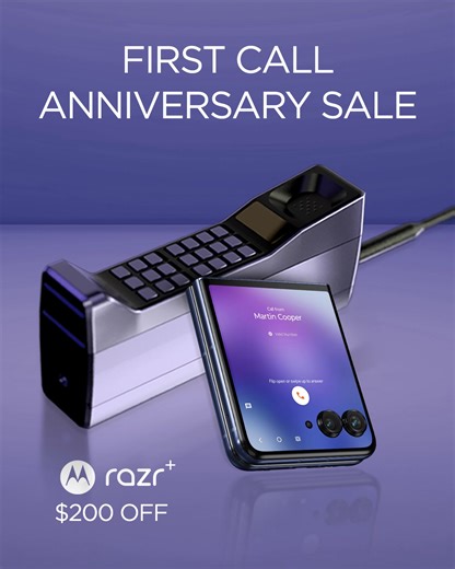 2.7K views | In 1973, we made history with the first cell phone call. To celebrate our milestone anniversary, get UP TO $300 OFF our newest phones and feel what it means to be an innovator! https://bit.ly/3FNRJNk | Motorola | Facebook
