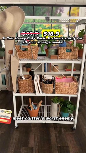 Messy house? No storage space? This fixes both problems. The genius part: Use it when you need it. Fold it flat when you don't. Takes literally 1 second. ✓ 4 tiers = 4x your storage instantly ✓ Wheels roll anywhere (lock when needed) ✓ Holds 250 lbs per shelf (seriously strong) ✓ NO assembly - just unfold and use Storage solutions cost $95+ Today only: $18.9 Over 10,000 families organized. Your turn. | The Kitchen Tool Box | Facebook