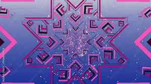 Geometric shapes and digital particles forming star pattern in animation