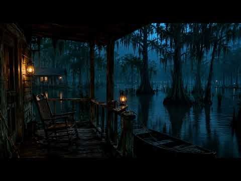 Rainy Swamp Sounds on the Front Porch 🐸 | 4 Hours of Frogs, Crickets & Bayou Night Ambience