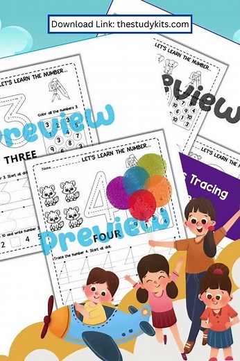 1 10 Numbers Through Tracing, Number Counting and Coloring Worksheets
