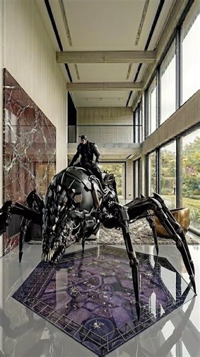 Giant spider epoxy floor with silver widows 🤯 #shorts #satisfying #epoxy