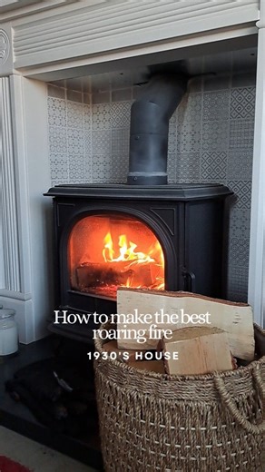 Imogen & Henry / Making 23 A Home on Instagram: "ad | There's nothing we love more than to spend our days and evenings in front of the fire... We were so excited to try out @Homefire 's incredible range of winter fuels and they did not disappoint - sorry, we can't go out, we're in front of the log burner! Is this not the most perfect cosy set up? Let us know in the comments if you have a log burner, or if you're tempted to get one after this video! #Homefire #SmokelessFuel #1930srenovation #logb