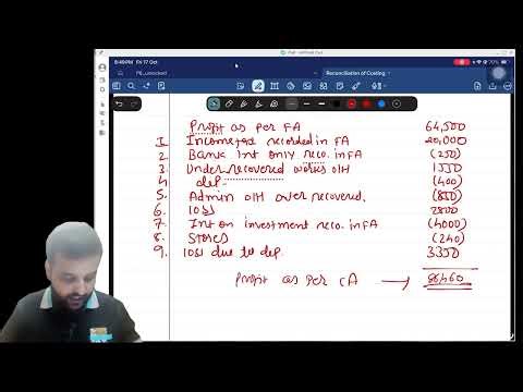 CMA INTER | COST ACCOUNTING | FREE LECTURE - 41 | TOPIC = RECONCILIATION |
