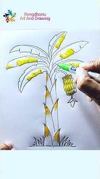 How to Draw and Paint a Banana Tree Easily | Easy Drawing And Painting
