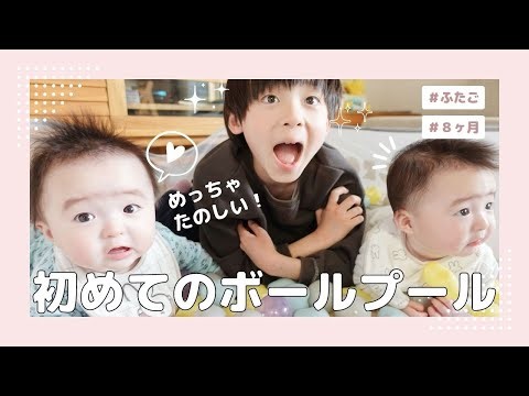 【双子赤ちゃんが喜ぶ】初めてのボールプールで遊ぶ姿が可愛すぎる！生後8ヶ月｜ball pools