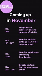 Short Courses! We have a lot going on this month. Check out our schedule and join us for intensives in budgeting, art department, intimacy coordination and directing actors. More details on our website! @londonfilmworks_ https://lfw.org.uk/courses/?pg=1 #londonfilmworks #lfs #londonfilmschool #shortcourses #workshops | London Film School | Facebook