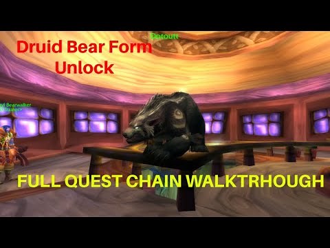 WoW Druid Bear Form Quest Chain Full Walkthrough Night Elf Level 10