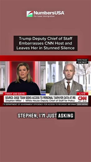 NumbersUSA on Instagram: "🚨 WATCH: Trump’s deputy chief of staff, Stephen Miller, embarrasses CNN host and leaves her in stunned silence ⁣ #trending #immigration #migrants #border #trump #democrats"