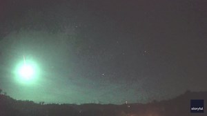 Green Meteor Flares in Night Sky Over Puerto Rico