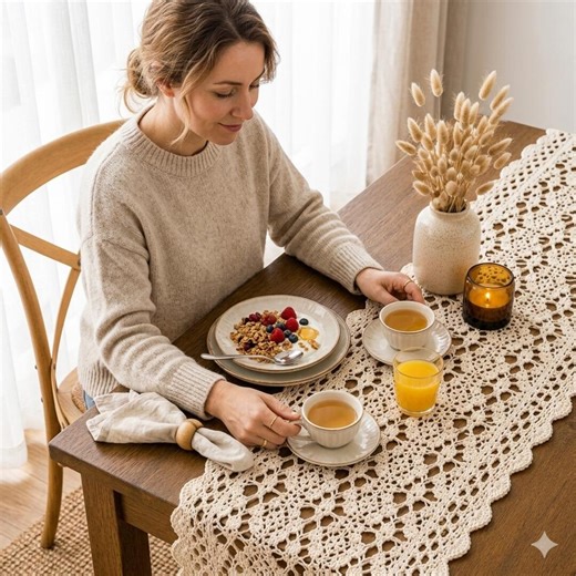 Boho Crochet Table Runner Pattern PDF, Lace Farmhouse Table Decor, Scalloped Edge Crochet Runner, DIY Home Decor Pattern - Etsy