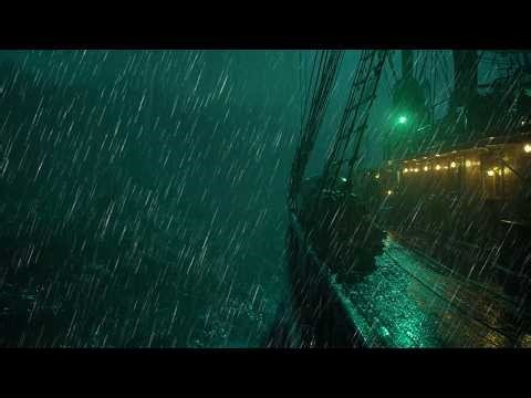 Drift into Deep Sleep with Heavy Rain & Ocean Waves, Thunder Crashing at Night | Rain White Noise