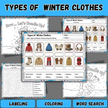 Types of Winter Clothes Worksheets | Winter Vocabulary & Seasonal Learning