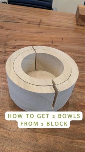 Exotic Woods Inc. on Instagram: "One block. Two bowls. 🪵➗ A simple cut + smart grain orientation = double the turning potential. Less waste, more bowls, and a very satisfying result. #woodturning #woodturner #turningbowls #lathelife #ExoticWoodsBurlington"