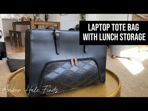 Laptop Tote Bag with Insulated Lunch Compartment | 15.6” PU Leather Work Bag for Women