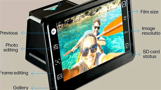 HP FilmScan 7” Touch Screen Scanner: Convert Negatives & Slides to 22MP JPEG