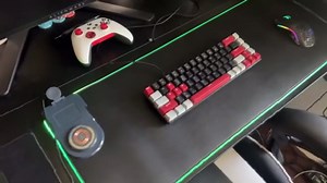 Wireless Charging Mouse Pad, Leather Material,31.4x12 Inch RGB Keyboard Pad, 15W Fast Charging with PD Adapter & Foldable Phone Stand, Waterproof Desk Mat for PC Computer Laptop (Black)