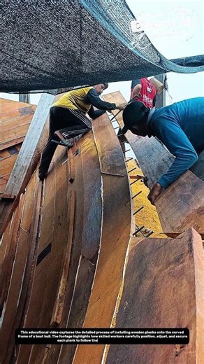 Hull Planking Process – Advanced Wooden Boat Skin Installation Technique.