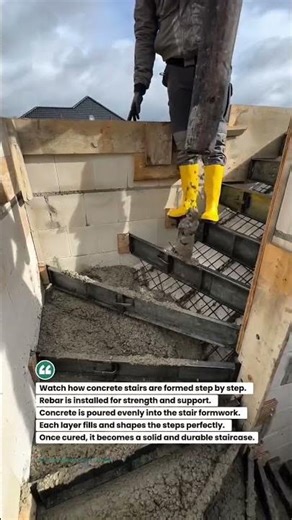 Concrete Stair Pouring Process! #construction #concrete #stairs