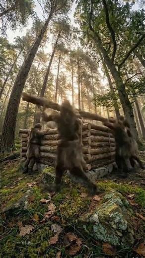 From dead space to primitive building by hand with wood🪵