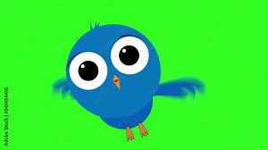Animated bird flying on a green screen Child Like Draw of a Bird Animation Isolated Green Chroma Key With Eyes Moving Wings for compositing onto your footage. Endless Loop 2D Anim