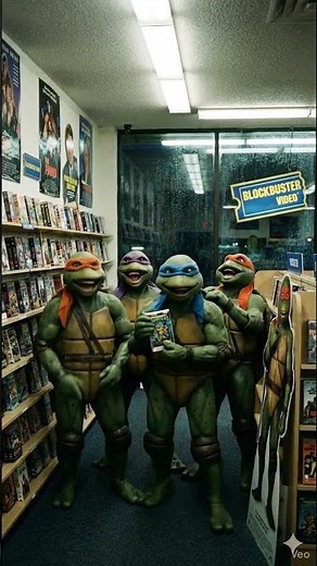 Turtles at Blockbuster! #ai #tmnt #videostore #1990 #blockbuster