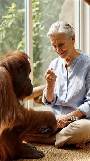 the woman teaching an orangutan sign language #ai #shorts
