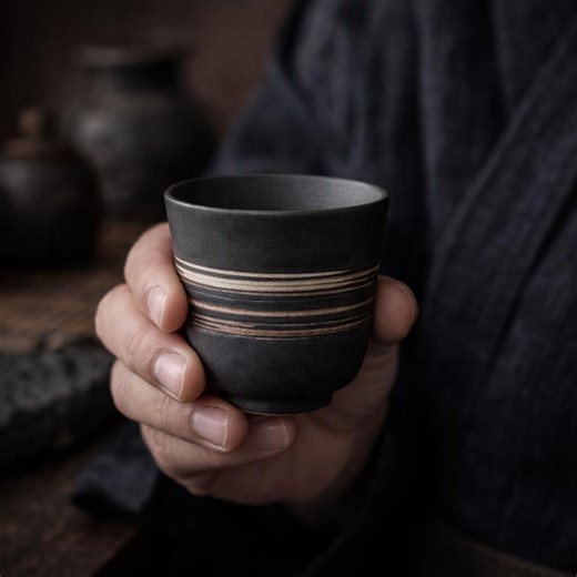 Japanese Ochoko Sake Cup – Wabi Sabi Black Ceramic Tea Tasting Cup (50ml) - Etsy
