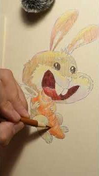 How to Draw a Cute Bunny with Colored Pencils 🐰🥕 #shorts