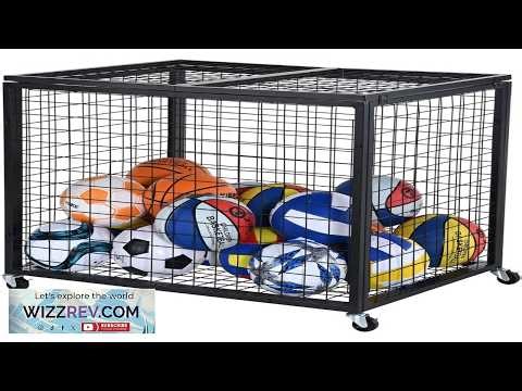 VEVOR Rolling Sports Ball Storage Cart Basketball Cage with Double Lids Sport