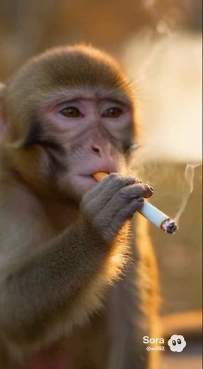 This monkey knows how to smoke.