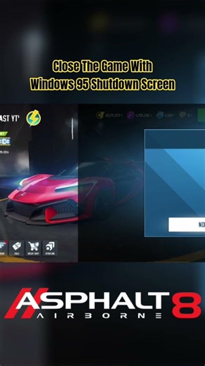 Asphalt 8 Close The Game with Windows 95 Shutdown Screen #asphalt8 #shorts
