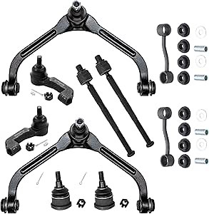 Detroit Axle - 10pc Front End Suspension Kit for 2006 2007 Jeep Liberty, 2 Upper Control Arms w/Ball Joints + 2 Lower Ball Joints + 4 Inner & Outer Tie Rods, 2 Sway Bar Links Replacement