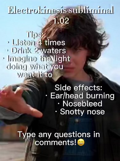 My first electro sub! Tell me in comments if it worked for you! I flickered my friends lamp with this on day one😅#telekinesispowers #telekinesis #fyp #fypシ #fypage #realnotfake #tiktokblowthisup #thetelekinesisgirlies #idkwhattoputherelol #telekinesissubliminal #electrokinesis #electrokinesis⚡️ #electrokinesissubliminal #powerfulsubliminal