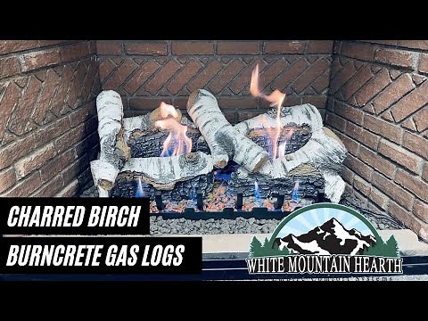 Charred Birch Burncrete vent-free gas logs by White Mountain Hearth