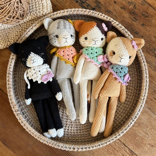 Handmade Crochet Cat Plush – Calico, Tabby, Tuxedo | Bundle & Save | No Customs US - Etsy