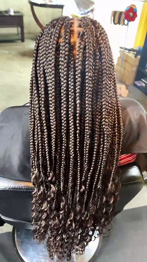 Medium Box Braids with Curly Ends TikTok Tutorial by Brandi Braids