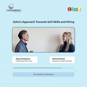 13 reactions | Zoho has a different approach when it comes to soft skills and hiring. We look at people for who they are and what they're capable of doing rather than how well they may communicate. Vijay Sundaram, our CSO, talks about it with Constellation Research. Watch here  | Zoho | Facebook