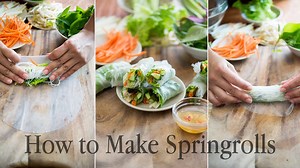 Craving something healthy? Make Fresh Rice Paper Spring Rolls: vegan, vegetarian, gluten free or what ever you want. The possibilities are endless. How To Make Spring Rolls and Recipes Here: http://whiteonricecouple.com/springrolls | White On Rice Couple