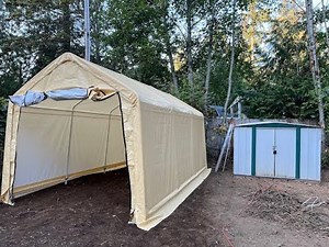 Installing a Harbor Freight 10x17 Portable Garage on my Single Wide Mobile Homestead