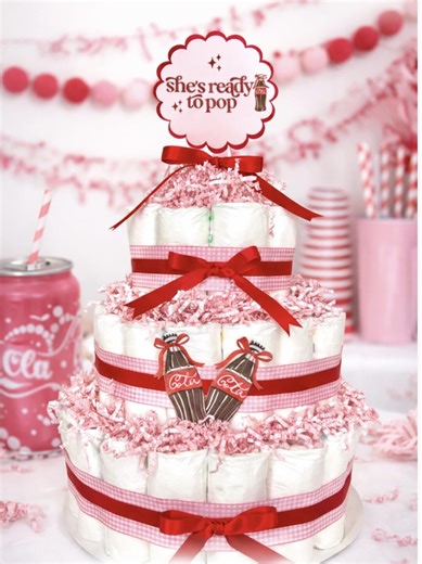 Diaper Cake, Dirty Soda Diaper Cake, Soda Pop Diaper Cake, Cherry Pop Baby Shower Decor, Soda Themed Baby Shower, Soda Themed Diaper Cake - Etsy