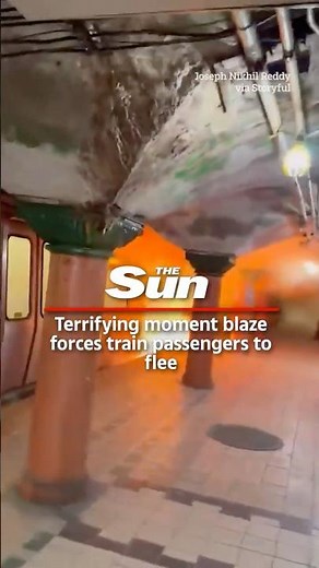 Terrifying moment passengers flee fire on smoke-filled train